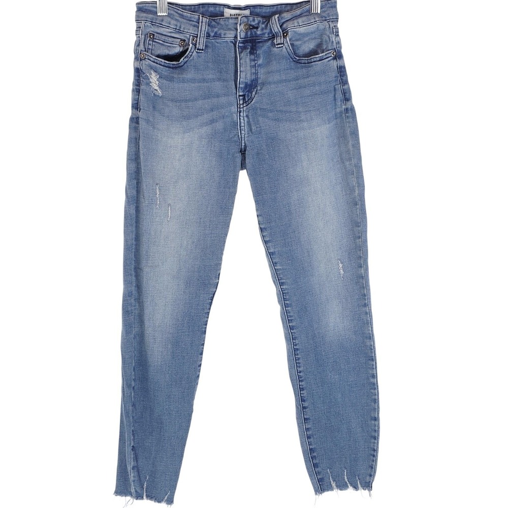 Pistola Tapered Crop Jeans Womens 28 Blue Med Wash Distressed Raw Hem 28x25.5‎